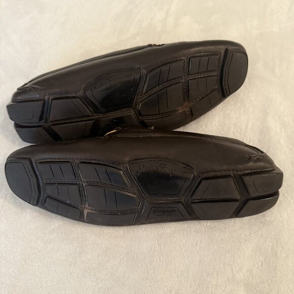 Men’s Salvatore Ferragamo Parigi Gancini Brown Leather Drivers US 9 EEE Wide - Picture 9 of 14